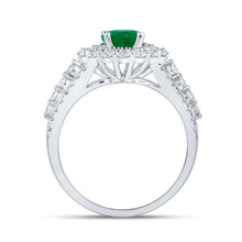 Load image into Gallery viewer, Exquisite Emerald Brilliance: 14kt White Gold Womens Oval Emerald Solitaire Diamond Fashion Ring - Splendid Jewellery