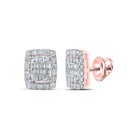 Exquisite Rose Gold Baguette Diamond Cluster Earrings - Splendid Jewellery
