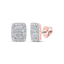 Load image into Gallery viewer, Exquisite Rose Gold Baguette Diamond Cluster Earrings - Splendid Jewellery