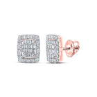 Exquisite Rose Gold Baguette Diamond Cluster Earrings - Splendid Jewellery