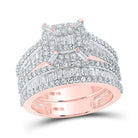 Exquisite Rose Gold Baguette Diamond Square Bridal Wedding Ring Set - Splendid Jewellery