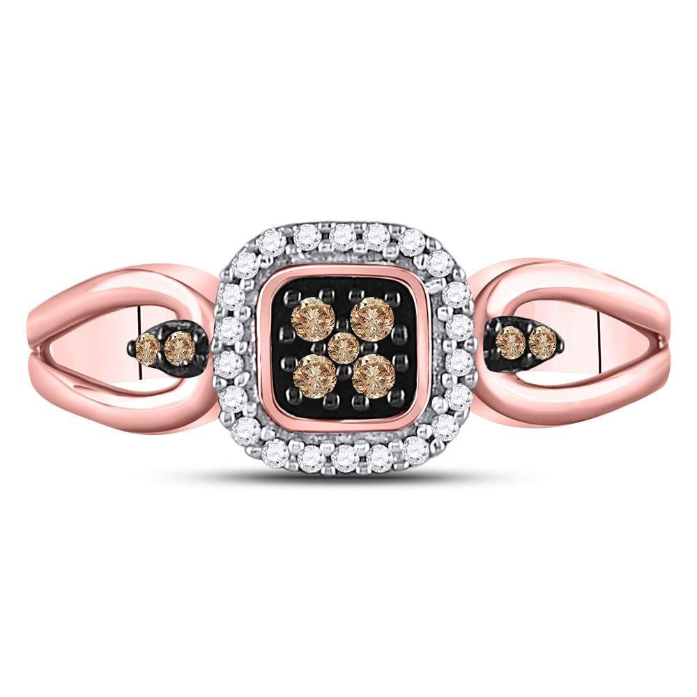 Exquisite Rose Gold Brown Diamond Cluster Ring - Splendid Jewellery
