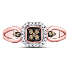 Load image into Gallery viewer, Exquisite Rose Gold Brown Diamond Cluster Ring Front View from Splendid Jewellery