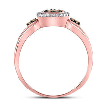 Load image into Gallery viewer, Exquisite Rose Gold Brown Diamond Cluster Ring Side View from Splendid Jewellery