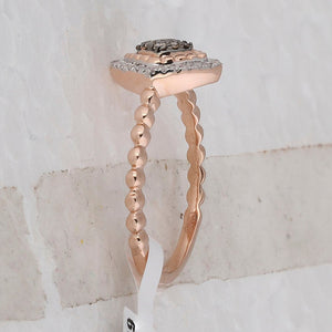 Exquisite Rose Gold Brown Diamond Offset Square Ring - Splendid Jewellery