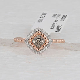 Exquisite Rose Gold Brown Diamond Offset Square Ring - Splendid Jewellery