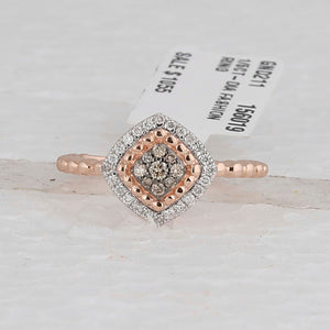 Exquisite Rose Gold Brown Diamond Offset Square Ring - Splendid Jewellery