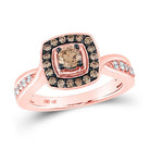 Exquisite Rose Gold Brown Diamond Square Halo Ring - A Mesmerizing Masterpiece - Splendid Jewellery