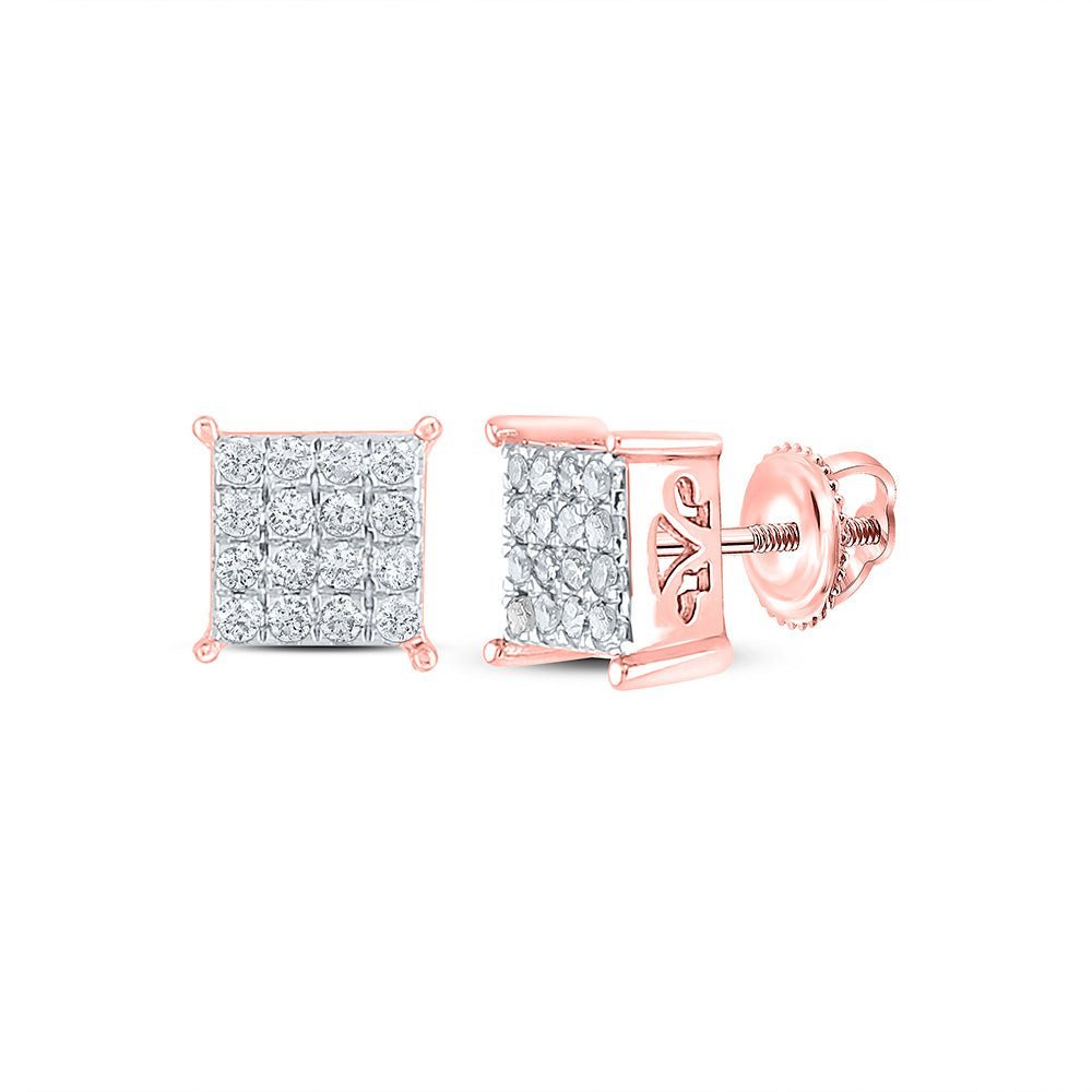 Exquisite Rose Gold Diamond Square Earrings - Timeless Elegance and Modern Charm - Splendid Jewellery