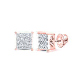 Exquisite Rose Gold Diamond Square Earrings - Timeless Elegance and Modern Charm - Splendid Jewellery