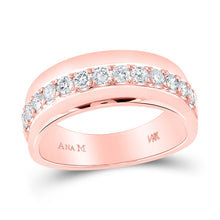Load image into Gallery viewer, Exquisite Rose Gold Men&#39;s Diamond Wedding Band - Radiant 3/4 Carat Total Weight - Top View