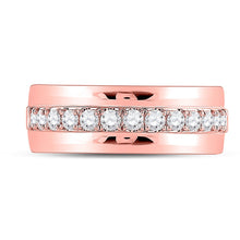 Load image into Gallery viewer, Exquisite Rose Gold Men&#39;s Diamond Wedding Band - Radiant 3/4 Carat Total Weight - Front View
