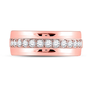 Exquisite Rose Gold Men's Diamond Wedding Band - Radiant 3/4 Carat Total Weight - Splendid Jewellery