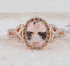 Exquisite Rose Gold Oval Morganite Diamond Fashion Ring - Splendid Jewellery