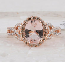 Load image into Gallery viewer, Exquisite Rose Gold Oval Morganite Diamond Fashion Ring - Splendid Jewellery