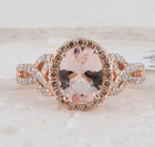 Exquisite Rose Gold Oval Morganite Diamond Fashion Ring - Splendid Jewellery