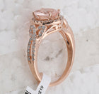 Exquisite Rose Gold Oval Morganite Diamond Fashion Ring - Side View