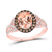 Load image into Gallery viewer, Exquisite Rose Gold Oval Morganite Diamond Fashion Ring - Top View