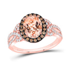 Exquisite Rose Gold Oval Morganite Diamond Fashion Ring - Top View