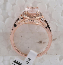 Load image into Gallery viewer, Exquisite Rose Gold Oval Morganite Diamond Fashion Ring - Second Side View