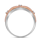 Exquisite Rose-Tone Rope Twist Diamond Band in 10kt White Gold Side View from Splendid Jewellery
