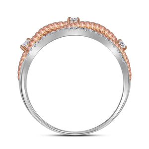 Exquisite Rose - Tone Rope Twist Diamond Band in 10kt White Gold - Splendid Jewellery