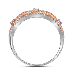 Exquisite Rose - Tone Rope Twist Diamond Band in 10kt White Gold - Splendid Jewellery