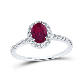 Exquisite Ruby Elegance: 10kt White Gold Oval Gemstone Fashion Ring - Splendid Jewellery