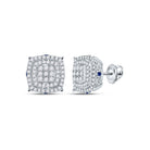 Exquisite Square Diamond and Blue Sapphire Earrings in 14kt White Gold - Splendid Jewellery