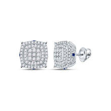 Load image into Gallery viewer, Exquisite Square Diamond and Blue Sapphire Earrings in 14kt White Gold - Splendid Jewellery