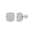 Exquisite Square Diamond and Blue Sapphire Earrings in 14kt White Gold - Splendid Jewellery