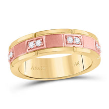 Load image into Gallery viewer, Exquisite Two-Tone Gold Diamond Wedding Band Ring - A Timeless Marvel - Top View