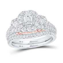 Load image into Gallery viewer, Exquisite Two - Tone Gold Emerald Diamond Bridal Wedding Ring Band Set - Splendid Jewellery