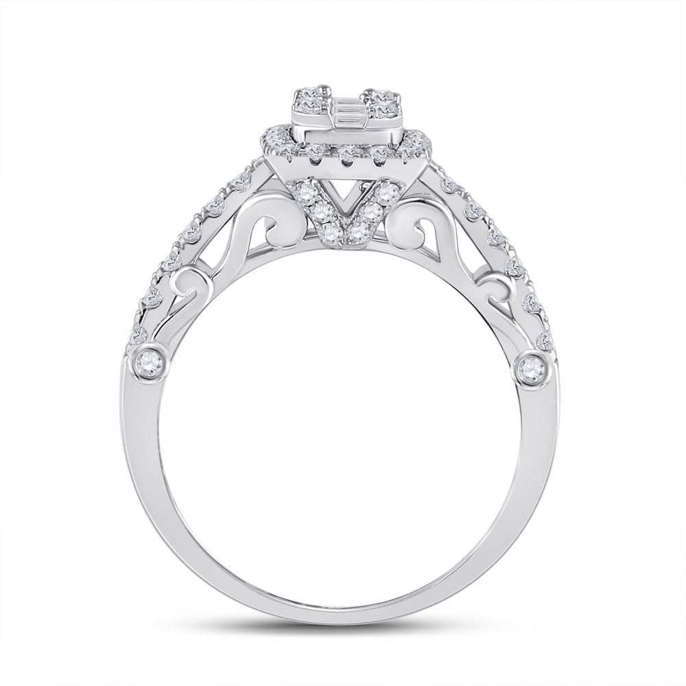 Exquisite White Gold Baguette Diamond Square Ring - 3/4 Cttw - Splendid Jewellery