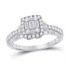 Exquisite White Gold Baguette Diamond Square Ring - 3/4 Cttw - Top View