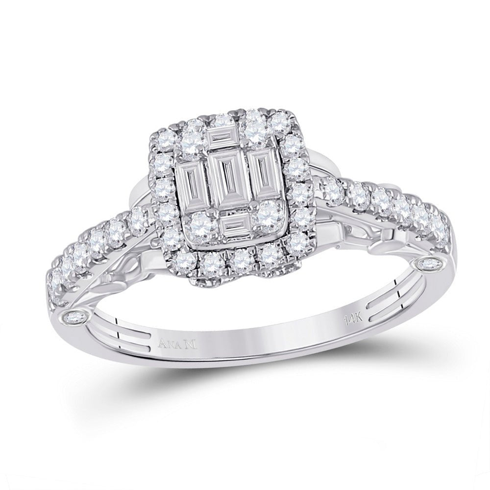 Exquisite White Gold Baguette Diamond Square Ring - 3/4 Cttw - Splendid Jewellery