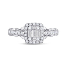 Load image into Gallery viewer, Exquisite White Gold Baguette Diamond Square Ring - 3/4 Cttw - Front View