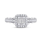 Exquisite White Gold Baguette Diamond Square Ring - 3/4 Cttw - Front View