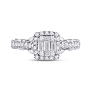 Exquisite White Gold Baguette Diamond Square Ring - 3/4 Cttw - Splendid Jewellery