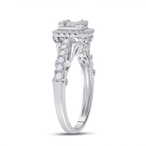 Exquisite White Gold Baguette Diamond Square Ring - 3/4 Cttw - Splendid Jewellery