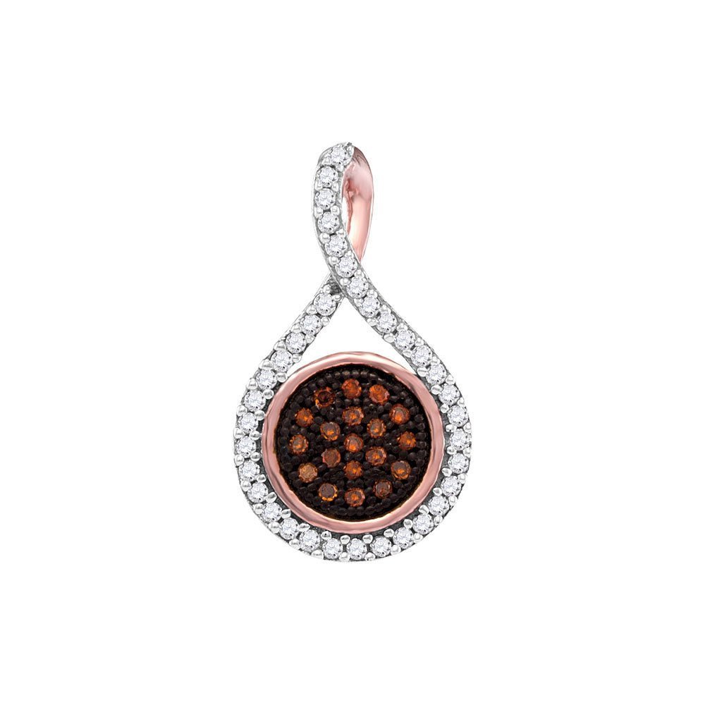 Fiery Romance: 10kt Rose Gold Red Diamond Cluster Pendant - Splendid Jewellery