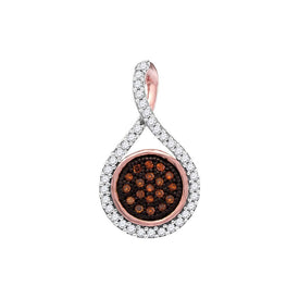 Fiery Romance: 10kt Rose Gold Red Diamond Cluster Pendant - Splendid Jewellery
