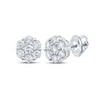 Floral Brilliance: 10kt White Gold Diamond Flower Cluster Earrings - Splendid Jewellery