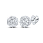 Floral Brilliance: 10kt White Gold Diamond Flower Cluster Earrings - Splendid Jewellery