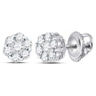 Floral Brilliance: 14kt White Gold Diamond Flower Cluster Earrings - Splendid Jewellery