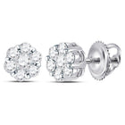 Floral Brilliance: 14kt White Gold Diamond Flower Cluster Earrings - Splendid Jewellery