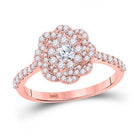 Floral Elegance Diamond Fashion Ring | 14kt Rose Gold Womens Round Diamond Twist Solitaire Ring 7/8 Cttw - Splendid Jewellery