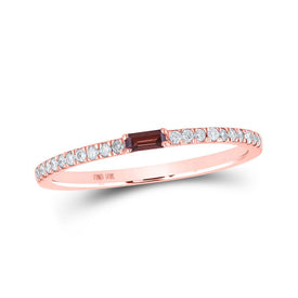 Exquisite Rose Gold Gemstone Band: Baguette Garnet & Diamond Ring - Alternate view 1 from Splendid Jewellery