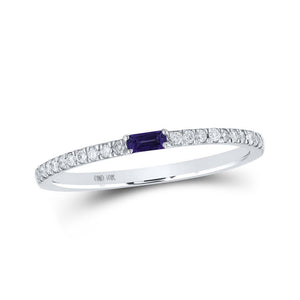 Gemstone Band | 10kt White Gold Womens Baguette Amethyst Diamond Band Ring 1/5 Cttw | Splendid Jewellery GND