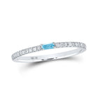 Aquamarine Brilliance | 10kt White Gold Baguette Aquamarine Diamond Band Ring 1/5 Cttw - Alternate view 1 from Splendid Jewellery